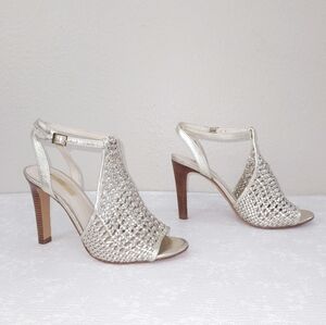 Louise et Cie Halia Metallic Woven Leather Sandal Pumps